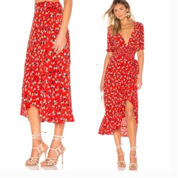 Faithfull the Brand Dresses & Skirts - FAITHFULL THE BRAND Celeste Wrap Skirt in Red Jasmine Floral (15)